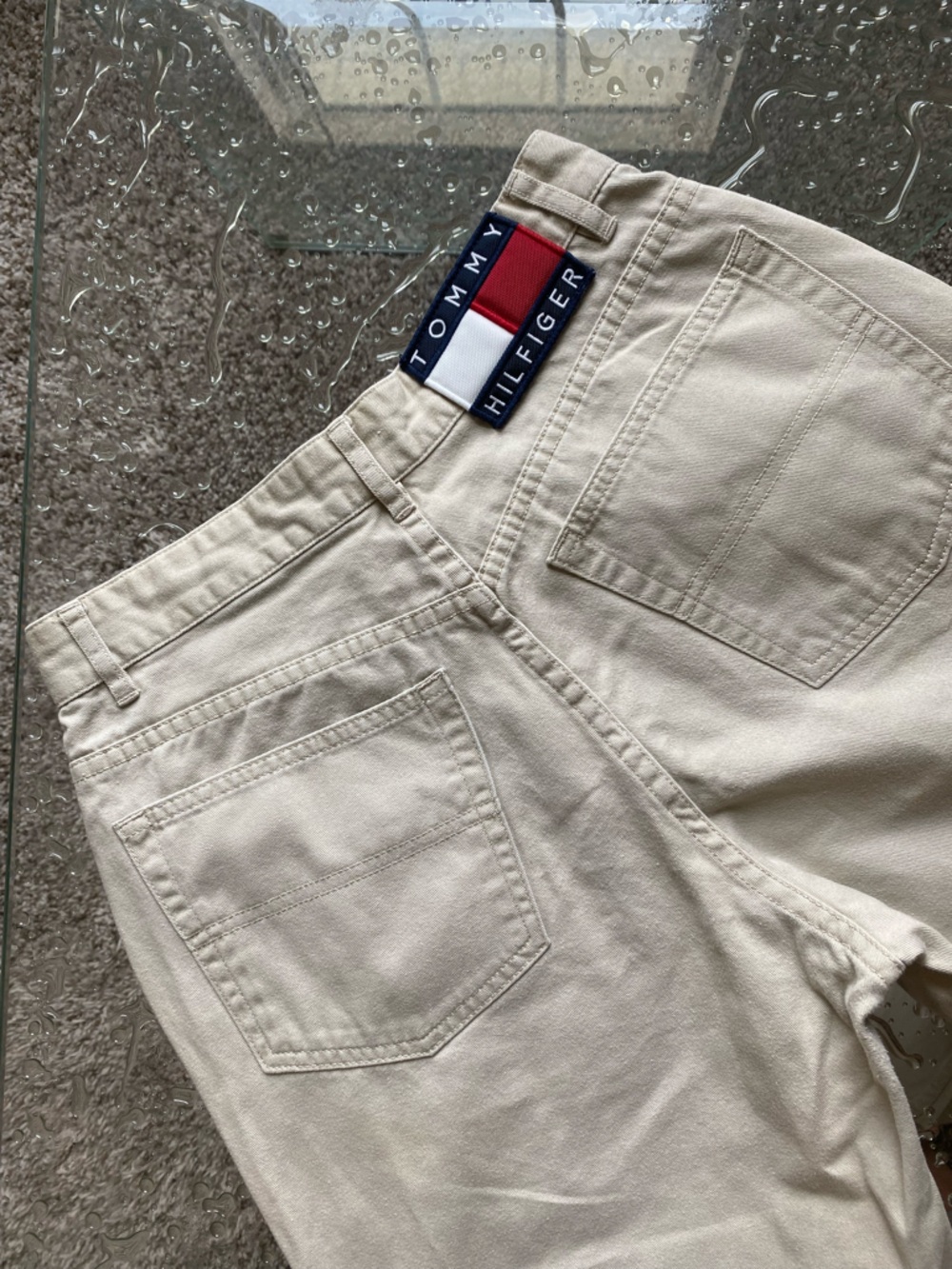 Y2K Tommy Hilfiger Beige Khaki Pants with Logo Flag Details - Picture 4 of 7